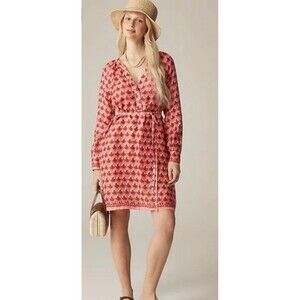 J Crew Cabana Mini Dress in Block-Print Ramie Size M CI921 $198 NWOT